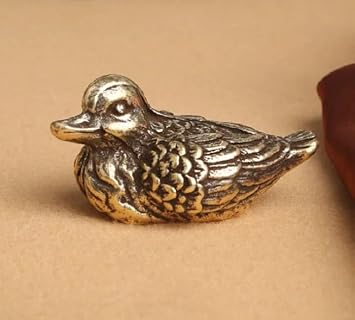 Mandarin Duck Antique Copper Brass Tabletops Figurines Sculptures Statues Centerpieces Miniatures Collectibles Home Decor Gifts Art Crafts 3cm x 4.7cm