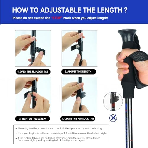 Trekking Poles Collapsible Hiking Poles - 2 Pack Adjustable Aluminum Hiking Sticks, Lightweight Walking Sticks for Women, Men, Seniors, Kids, Walking Poles for Backpacking by Underwood Aggregator - Image 5