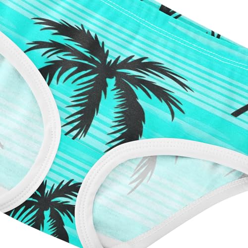 Toddlers Underwear Floral 2t Cotton Little Girl Panties Bright Briefs Kids Undies Palm Trees Turquoise4