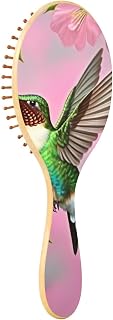 Hummingbird and Cherry Blossom Hair Brush for Hair Growth Detangling Brush Natural Wooden Paddle Hairbrush for Women Men Massaging Scalp