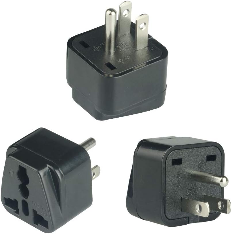Travel Plug Adapter (Type B),Vsanstar 2 in one Universal Travel Adapter Socket for USA,Japan,Canada,Philippines - 3 Pack [Grounded & Universal]