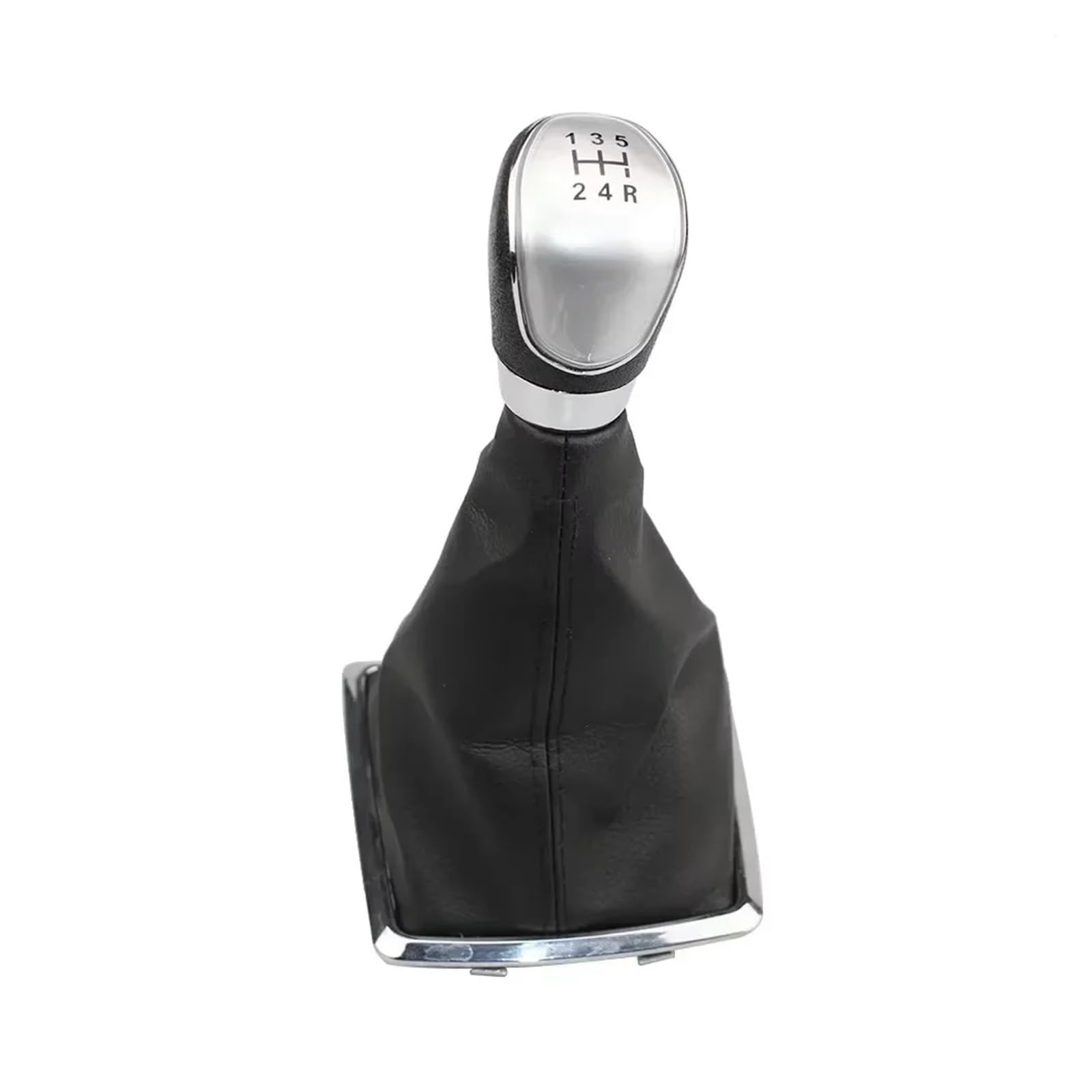 Jeocoai Silver-5-Speed Car Gear Knob For Ford For Focus 5/6 For Speed Gear Shift Knob Lever Handball Gaiter Boot Leather Cover(Silver-5-Speed)