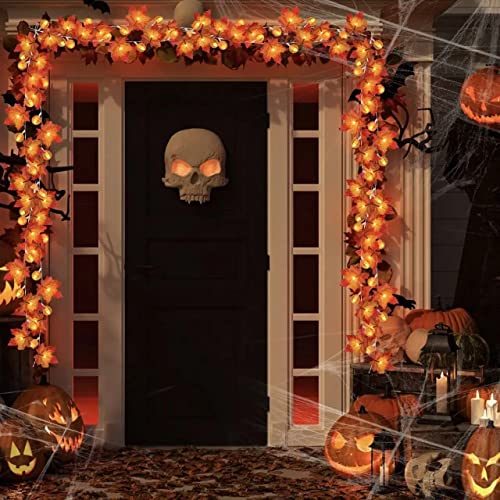 [ Timer & 3 Pack ] 30Ft 60Led Pumpkin Maple Garland Lights Fall Pumpkin Decor Realistic Maple Leaf Fall String Lights Orange Battery Operated Indoor Outdoor Home Thanksgiving Halloween Decorations #TOP5