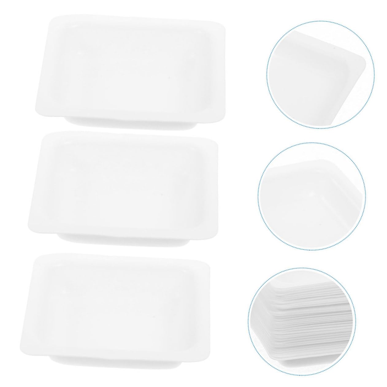 50kawałki Sztuk Plastikowych Talerzy Do Ważenia Średnie Pojemniki Próbki Trwałe Naczynia Do Pomiaru Proszków i Cieczy