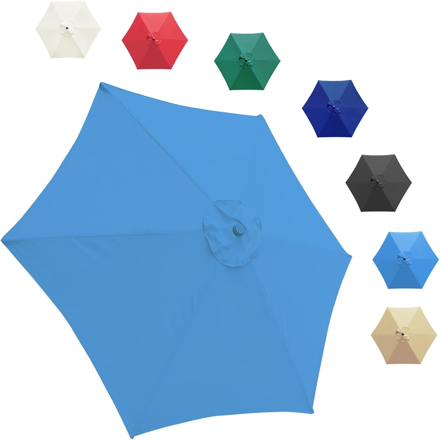 6.6ft/9ft/10ft Umbrella Canopy Replacement Cloth, Replacement Top Canopy for Garden Patio Pool Table Parasol, Cantilever Umbrella Replacement Canopy Cover(Color:Red,Size:10FT 6-Ribs)