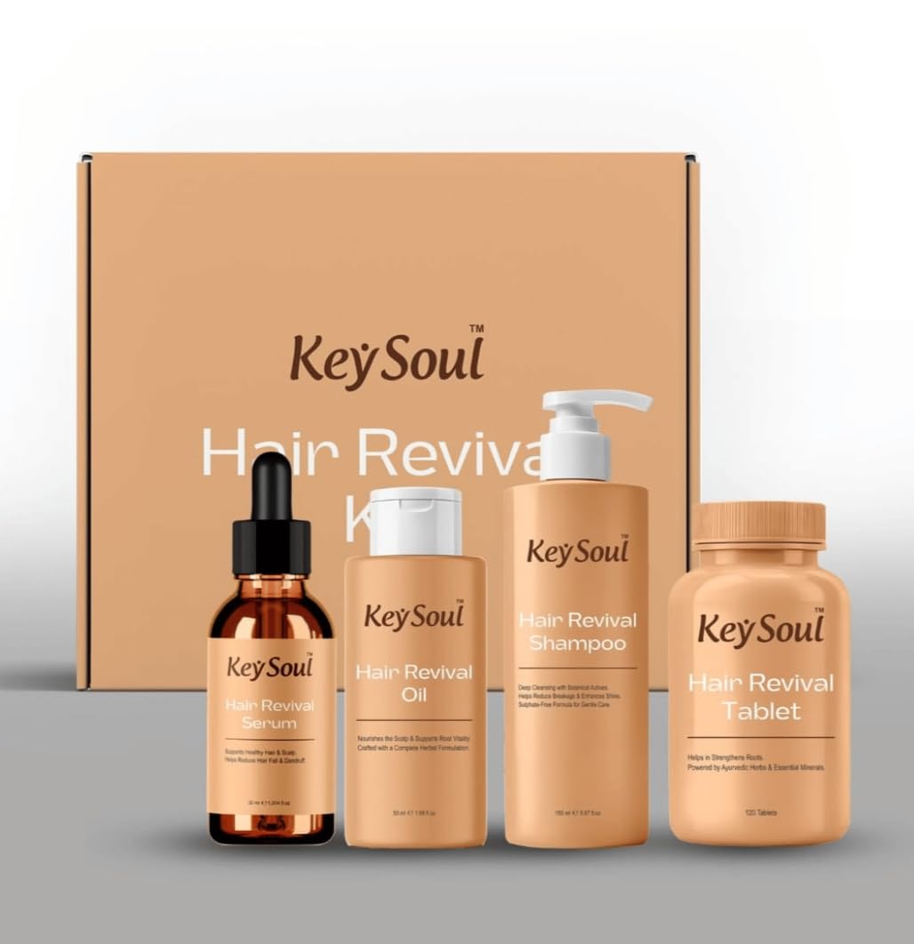 KeySoul Hair Revival Kit, Serum, Oil, Shampoo, Tablet, Complete Hair Care Set, 4 Items-image-23