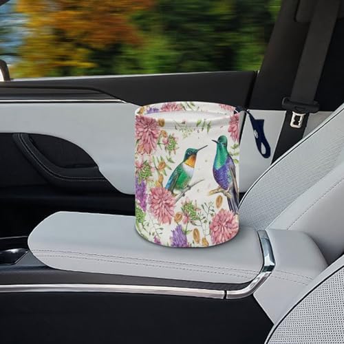 Image of Collapsible Hummingbird Flower Trash Can - Rubbish Bin, Easy to Clean for SUVs, Trucks