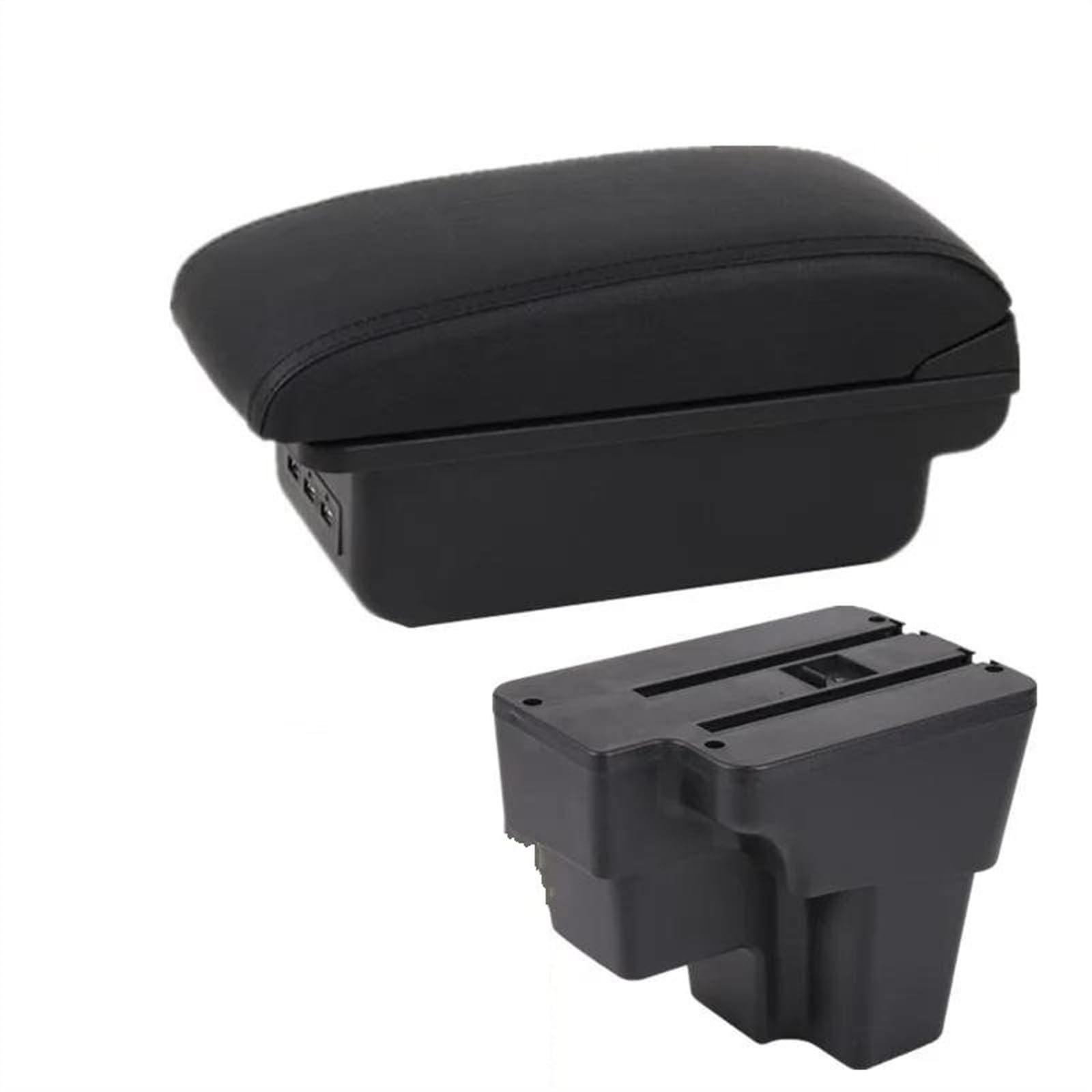 NOHEEU Car Armrest Box Retrofit Part Storage Accessorie For STONIC For Rio Lx For Cerato 2015-2024(B1 Black line 3USB)