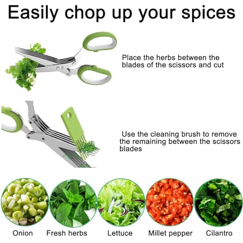 Garlic-Press-and-Herb-Scissors-Set-6-Pieces-with-Garlic-mincer-and-Multipurpose-Scissors-Rustproof-Tools-for-Kitchen-Use-Silver