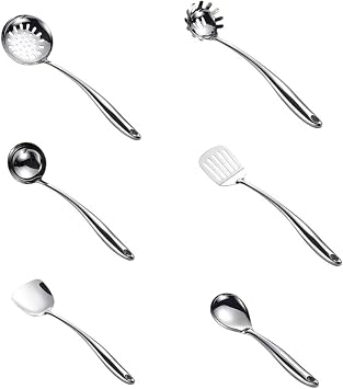 MAGICLULU 304 Stainless Steel Kitchen Utensils Set Non-Stick Heat Resistant Cooking Tools for Baking and Cooking for Home Chefs and Kitchen Use