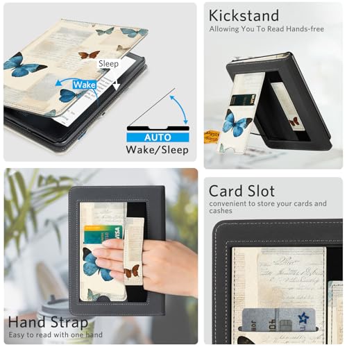 Image of CoBak Stand Case for 7 inch Kindle Paperwhite 12th Gen 2024 and Kindle Colorsoft with Hand Strap - Compatible with iPhone MagSafe, for Samsung /Belkin /Anker Wireless Charging Pads, Durable, Auto Sleep Wake