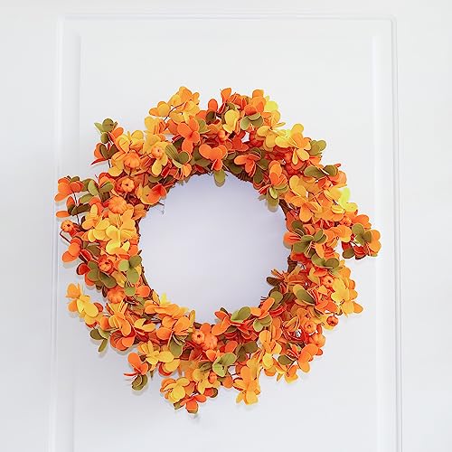 Violetevergarden Fall Wreath 20 Inches Autumn Wreath With Eucalyptus And Pumpkins Harvest Wreath Indoors&Outdoor Thanksgiving And Farmhouse Fall Wreaths For Front Door (Orange Yellow) #TOP6