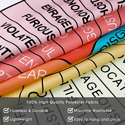 Moukeren Wheel Of Feelings Tapestry 51.2 X 59.1 Inch Mental Health Art Wall Hanging Tapestries Large Round Cake Shape Emotion Chart Background For School Home Living Room Bedroom Decoration #TOP2