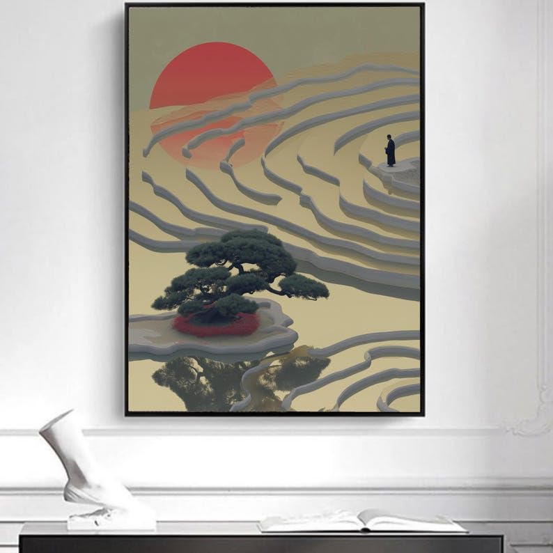 Tableau jardin zen pour salon zen et décoration minimaliste moderne