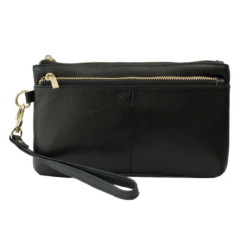 FMURY - Cartera de piel auténtica con bloqueo para tarjetas de crédito, D, 20cm, Talla única