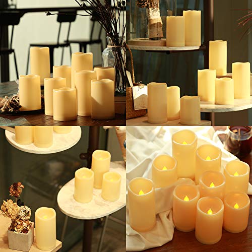 Enido Flameless Candles, Led Candles Outdoor Waterproof Candles(D: 3 Inch X H: 4 Inch 5 Inch 6") Battery Operated Plastic Pack Of 9 Pillar thumb #4
