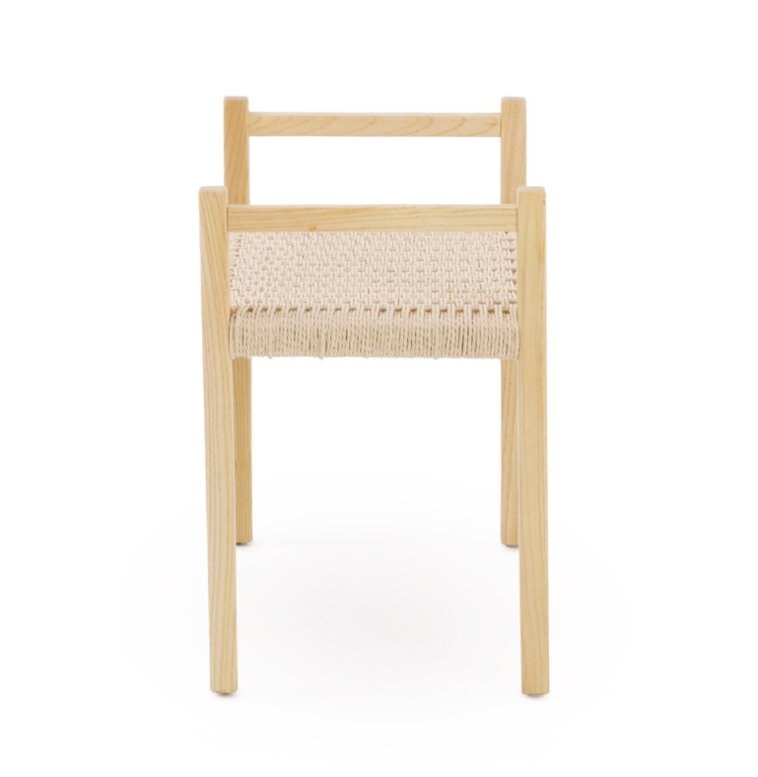 Panca in legno di frassino, 60 x 40 x 60 cm, con seduta intrecciata in corda naturale e braccioli, per ingresso, soggiorno e camera da letto
