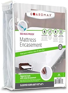 Guardmax Sleeper Sofa Mattress Protector - 100% Waterproof Zippered Encasement, Soft & Breathable Pull Out Sofa Bed Cover - Sleeper Sofa Size (60”x72”x5”)