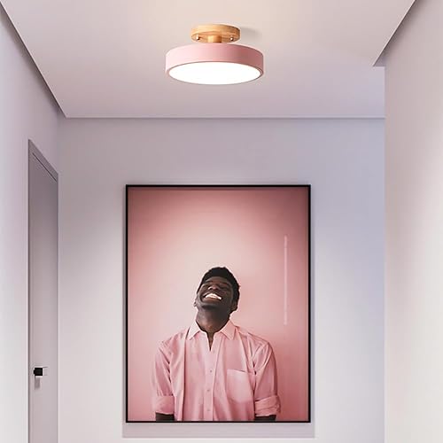 Vista 108 de Lámpara LED de techo, 34 pulgadas, 7 luces, moderna lámpara de techo empotrada de madera de 56 W, lámpara regulable para sala de estar, dormitorio