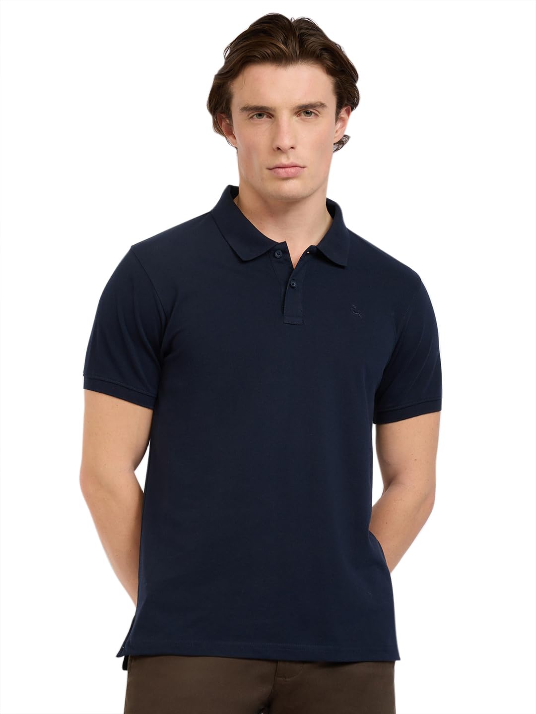 Regular Fit Cotton Polyester Blend Solid Pattern Polo Neck Casual T-Shirt-image-9