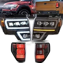 VLAND Headlight and Taillight Fit for 2009-2014 Ford F150 12th GenSTX/XLT/SVT/RAPTOR with Startup Animation, Projector/Clear