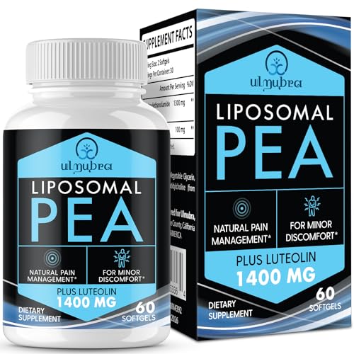 Ulmubra Liposomal Palmitoylethanolamide 1300 MG Plus Luteolin 100 MG Superior Absorption Micronized Pea Supplement for Discomfort Management 60 Softgels