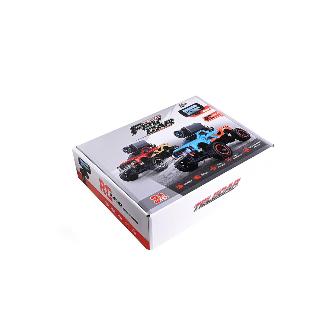 Mini camion RC 1:64 con telecamera WiFi live e controllo app, auto radiocomandata da 2,4 GHz con controllo proporzionale, stabilizzazione giroscopio, 3 modalità di velocità e illuminazione a LED (blu)
