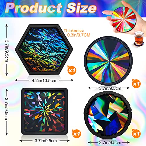 4 Pcs Holographic Resin Mold Silicone Coaster Epoxy Molds for DIY by Nuenen - Used condition - Image 2