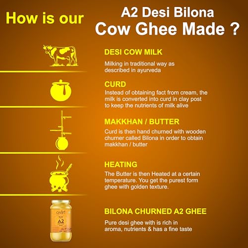 Image of Ovlin A2 Gir Cow Ghee | Traditional Bilona Method | Hand Churned Gir Cow Milk | Pure & Natural Desi Cow Ghee | Chemical Free | Rich Aroma & Taste | Ideal for Cooking & Daily Nutrition (2L)