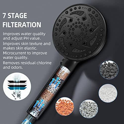 Cobbe Shower Faucet Set With Valve, Shower Trim Kit With 7-Spray Filtered Shower Head With Handheld, Black Shower Head And Handle Set, Stainless Steel Hose, Matte Black (Valve Included) #TOP3