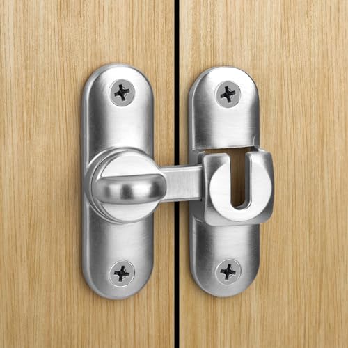 Heveer Schiebetürschloss Türriegel für Schiebetüren 90/180Grad Riegelschloss für Scheunen-Schiebetür Garten Küchen Fenster Silber