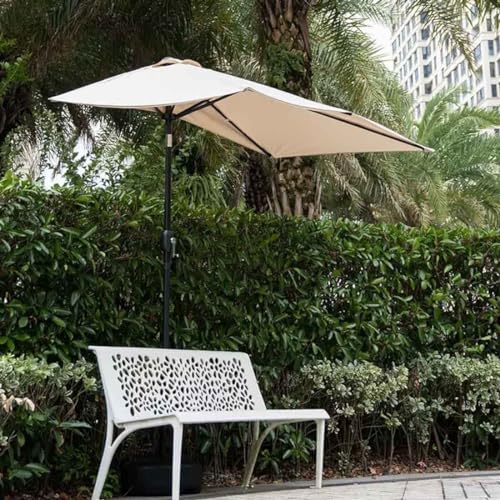Parasol mural demi avec manivelle toile café protectrice 250cm