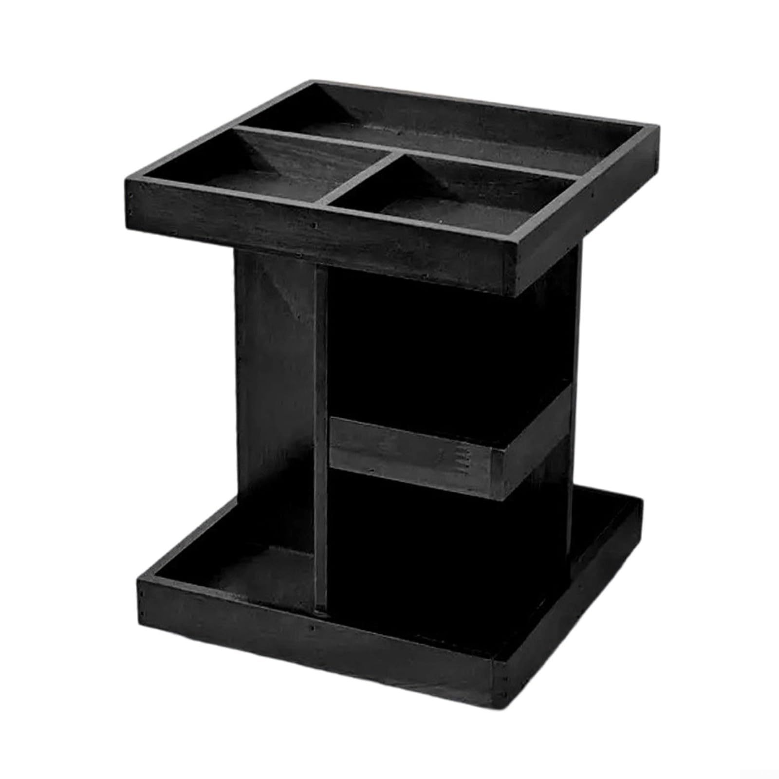 Organizador de colonia 360 para hombres, soporte de perfume de madera de 3 niveles con bandeja de reloj, estante de almacenamiento de escritorio para dormitorio (cuadrado negro)