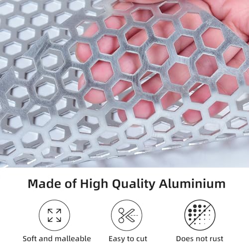 Image of AggAuto Universal 40 inchx13 inch Car Grill Mesh - Aluminum Alloy Automotive Grille Insert Bumper Honeycomb Hole 8mm Spacing 3mm, One of the Most Multifunctional Shape Grids 100x33cm Silver