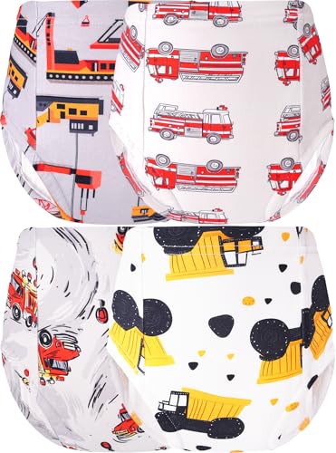 BliBliTaTa Boys Training Underwear Pants 4-Pack Toilet Potty Underpants Cotton Absorbent Padded Reusable Leak Resistant Feel Wet For Toddler Baby 2t 3t Excavator Fire Engine