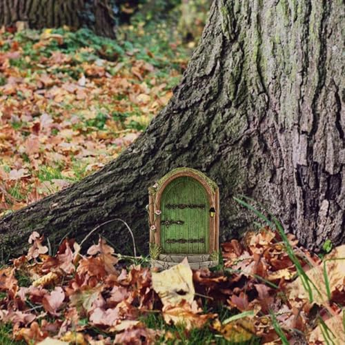 Green Fairy Garden Door - Fairy Door Craft, Fairy Door Kit, Miniature Fairy Doors | Fairy Doors for Outdoor Trees, Mini Garden Miniatures Door, Multicolor Door Fairy Doors, Fairy Garden Accessories