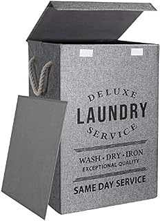 U Trip Laundry Basket with Lid, Upgrade Sturdy 85L Large Laundry Hamper - Waterproof Stylish Foldable Laundry Baskets for Storage Clothes Toys(Light Grey)