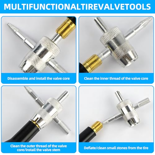 Image of Notoke 3 PCS 4-in-1 Valve Core Tool Tire Valve Tools, Multifunctional Valve Stem Removal Tool Tire Valve Stem Tool, Valve Stem Puller Valve Stem Removal Tool for Bicycle Bike Automobile Car