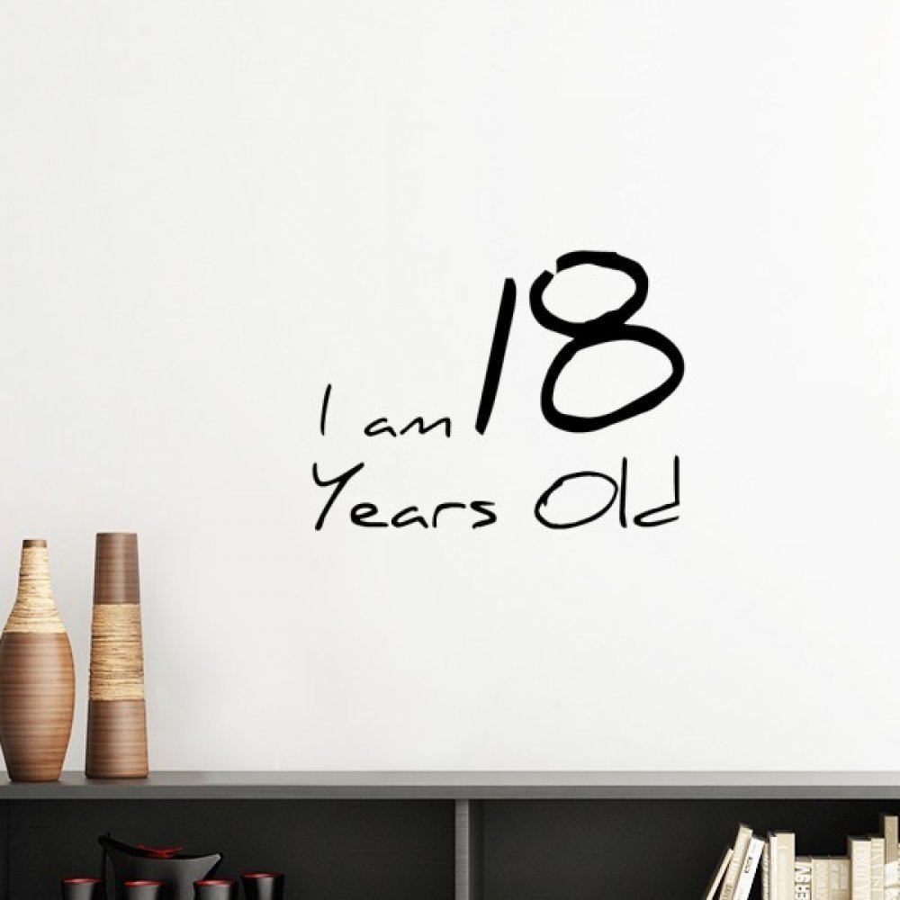 Autocollant mural 18 Ans silhouette vert de 50cm sticker chambre ado DIY