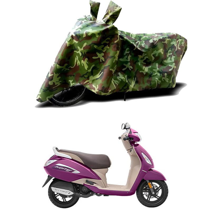 Image of 100% Water Resistant Bike Scooty Two Wheeler Body Cover Compatible for TVS Jupiter ZX Disc /UV-Rays /Heat Protection /Birds Dropping /Scratchproof /Dust Proof /Waterproof /All Varient[Green MJ]