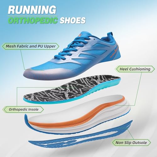 Men's Orthopedic Road Running Shoes: Comfortable Casual Arch Supports Plantar Fasciitis Orthotic Sports Athletic Sneakers, Flat Feet High Arch Tennis Work Walking Shoes for Foot Heel and Pain Relief2