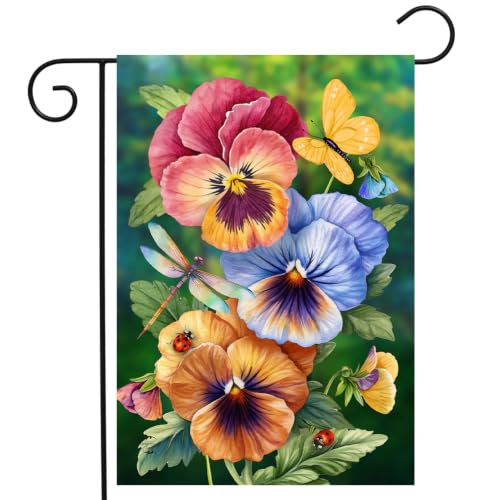Briarwood Lane Spring Garden Flag 12x18 For Outdoor Pansy Trio For Spring Garden Flag Flags For Outside
