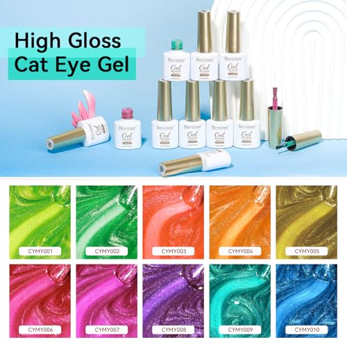 Kit 10 Esmaltes de Gel Neon Glitter Cat Eye miniatura 5