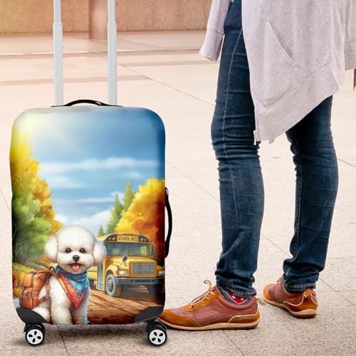 Goodbye Summer Bichon Frise Hello Fall Time for School Travel Luggage Cover Bichons Dog Lovers Gifts Idea Suitcase Dust Protective Decor - 020144