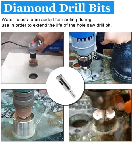 Image of Luomorgo 5 Pcs 13mm /1 /2 inch Diamond Hole Saw Drill Bits | 1.1 inch Cutting Depth, For Glass Ceramic Marble, For Porcelain Tile Granite, For Quartz Gemstone