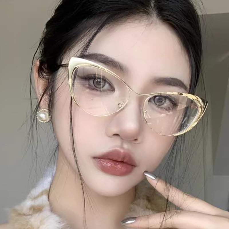 Image of 2Pack Cat Eye Reading Glasses For Women Metal Frame Blue Light Blocking Computer Readers (gold /leopard, 2, multiplier x)