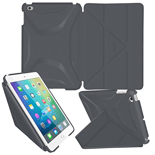 iPad Mini 4 Case, roocase Origami 3D iPad Mini 4 Slim Shell Case Smart Cover with Sleep/Wake [Features Landscape, Portrait, Typing Stand] for Apple iPad Mini 4 2015, Space Gray