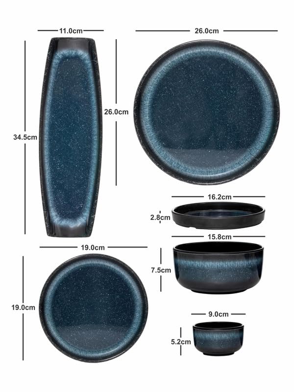 Image of Servewell Melamine Dome Marble Dinner Set 23 Pc -Cosmos, Black