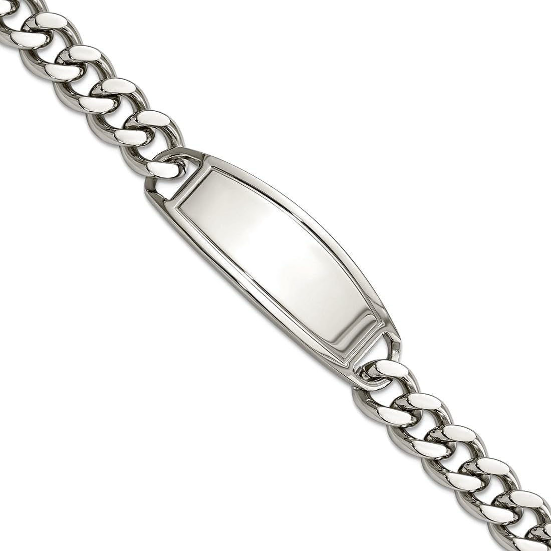 JewelryWeb Stainless Steel Polished ID Bracelet 8.5 Inch 11.15mm Wide Identification Bracelet for Women