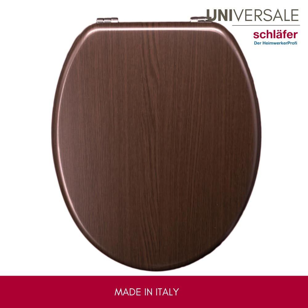 Schläfer 4638125 | Sedile Copriwater Universale Colorato per Bagno Coprivaso Tavoletta Copri Wc Weser in Legno Wenge, Cerniere Regolabili in Ottone Cromato